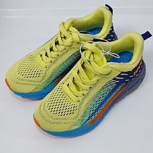 RBX NEON YELLOW KIDS' SNEAKERS WITH BLUE & ORANGE ACCENTS SIZE BOYS 13T NWT
